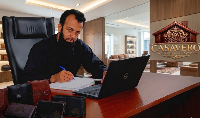 Aman Khan office with casavero logo and wallets